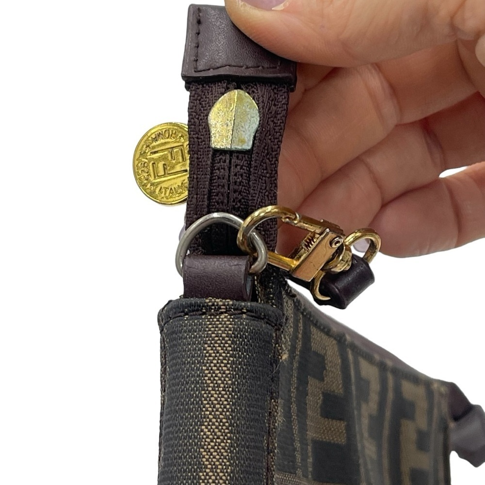 Fendi Zucca Small Canvas Shoulder Bag VTG Late 70s Early 80s 9”L‎ x 6”D x 1.75”W - Picture 13 of 16